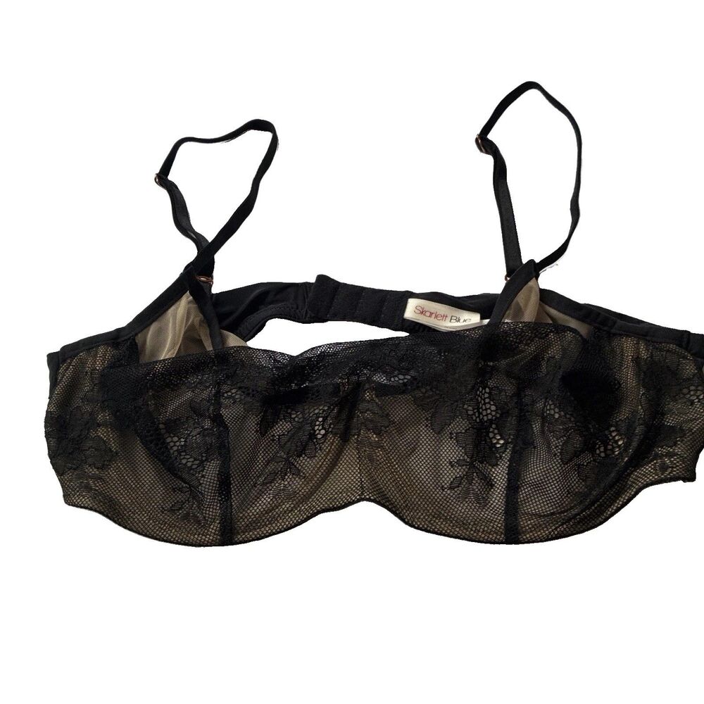 Skarlett Blue Women's Straight Laced Cage Black Floral Bra Size 36 B